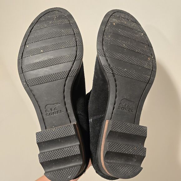 Sorel Black Leather Boots Womens 8.5 Farah Tassel Ties Ankle Booties Suede Boho - Picture 8 of 13